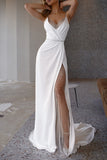 Sexy Elegant Solid Slit V Neck Evening Dress Dresses