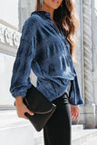 Elegant Solid Fold Turndown Collar Blouses