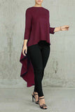 Casual Simplicity Solid Asymmetrical O Neck Tops(3 Colors)