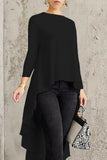 Casual Simplicity Solid Asymmetrical O Neck Tops(3 Colors)