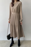 Elegant Solid Fold O Neck A Line Dresses