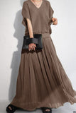 Sweet Elegant Solid Patchwork V Neck Pleated Dresses(3 Colors)