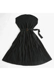 Sweet Elegant Solid Patchwork V Neck Pleated Dresses(3 Colors)