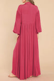 Casual Vintage Solid Fold Turndown Collar Shirt Dress Dresses