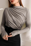 Casual Solid Fold Half A Turtleneck Tops