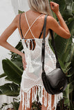 Sexy Vacation Solid Tassel Hollowed Out Swimwears Cover Up