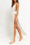 Sexy Vacation Solid Tassel Hollowed Out Slit Swimwears Cover Up