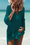Sexy Solid Tassel Hollowed Out Swimwears Cover Up