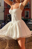 Sweet Elegant Solid Lace U Neck Sling Dress Dresses