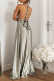 Celebrities Elegant Solid Backless Strap Design V Neck Evening Dress Dresses
