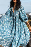 Casual Vacation Camouflage Print Patchwork V Neck Beach Dress Dresses