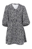 Casual Vintage Print Leopard With Belt Without Belt Turndown Collar Printed Dress Dresses
