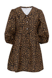 Casual Vintage Print Leopard With Belt Without Belt Turndown Collar Printed Dress Dresses