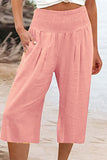 Casual Simplicity Solid Pocket Loose High Waist Wide Leg Solid Color Bottoms(15 Colors)