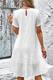 Casual Simplicity Solid Hollowed Out O Neck A Line Short Sleeve Dress