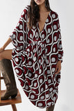 Vintage Vacation Geometric Print Contrast Swimwears Cover Up(6 Colors)
