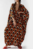 Vintage Vacation Geometric Print Contrast Swimwears Cover Up(6 Colors)