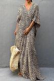 Vintage Vacation Print Leopard Slit Swimwears Cover Up(6 Colors)
