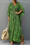 Vintage Vacation Print Leopard Slit Swimwears Cover Up(6 Colors)