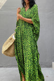 Vintage Vacation Print Leopard Slit Swimwears Cover Up(6 Colors)