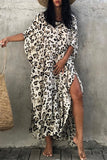 Vintage Vacation Print Leopard Slit Swimwears Cover Up(6 Colors)
