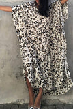 Vintage Vacation Print Leopard Slit Swimwears Cover Up