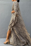 Vintage Vacation Print Leopard Slit Swimwears Cover Up(6 Colors)