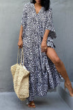 Vintage Vacation Print Leopard Slit Swimwears Cover Up(6 Colors)