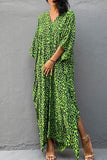Vintage Vacation Print Leopard Slit Swimwears Cover Up(6 Colors)