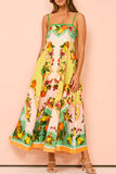 Casual Cute Fruit printing Patchwork Sling Dresses