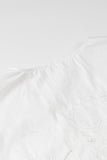 Sweet Solid Embroidered Hollowed Out Frenulum V Neck Tops