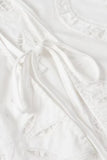Sweet Solid Embroidered Hollowed Out Frenulum V Neck Tops