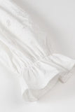 Sweet Solid Embroidered Hollowed Out Frenulum V Neck Tops