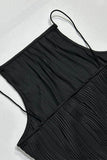 Sexy Solid Backless Texture Halter One Step Skirt Dresses