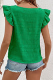 Daily Simplicity Plaid Solid Fold Square Collar T-Shirts(6 Colors)