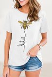 Casual Animal Letter Print Patchwork O Neck T-Shirts(8 Colors)