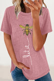Casual Animal Letter Print Patchwork O Neck T-Shirts(8 Colors)