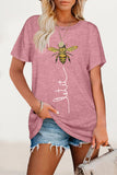 Casual Animal Letter Print Patchwork O Neck T-Shirts(8 Colors)