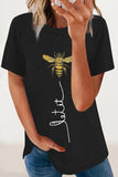 Casual Animal Letter Print Patchwork O Neck T-Shirts(8 Colors)