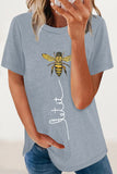 Casual Animal Letter Print Patchwork O Neck T-Shirts(8 Colors)