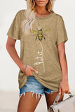 Casual Animal Letter Print Patchwork O Neck T-Shirts(8 Colors)