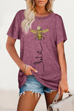 Casual Animal Letter Print Patchwork O Neck T-Shirts(8 Colors)