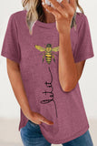 Casual Animal Letter Print Patchwork O Neck T-Shirts(8 Colors)