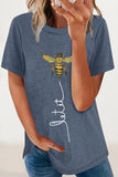 Casual Animal Letter Print Patchwork O Neck T-Shirts(8 Colors)