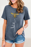 Casual Animal Letter Print Patchwork O Neck T-Shirts(8 Colors)