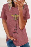 Casual Animal Letter Print Patchwork O Neck T-Shirts(8 Colors)
