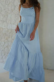 Sexy Vacation Solid Frenulum Backless U Neck Cake Skirt Dresses(5 Colors)