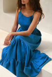 Sexy Vacation Solid Frenulum Backless U Neck Cake Skirt Dresses(5 Colors)