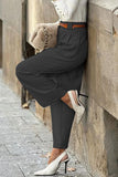 Casual British Style Solid Pocket Without Belt Loose High Waist Straight Solid Color Bottoms(No Belt)(3 Colors)