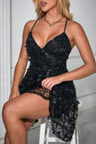 Sexy Party Solid With Bow V Neck Sling Dresses